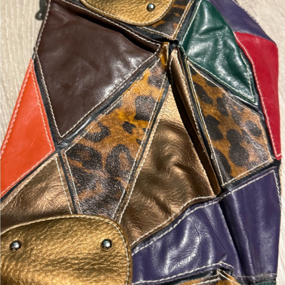 Multicolor Patchwork Shoulder Bag - image 3